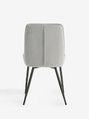 Set of 2 Soft Velvet Mid Grey Black Hamilton Black Leg Quilted Dining Chairs - Image 8 of 10
