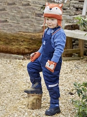 JoJo Maman Bébé Navy Blue Waterproof Fleece Lined Dungarees - Image 1 of 5
