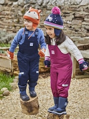 JoJo Maman Bébé Navy Blue Waterproof Fleece Lined Dungarees - Image 2 of 5