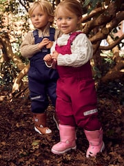JoJo Maman Bébé Navy Blue Waterproof Fleece Lined Dungarees - Image 4 of 5