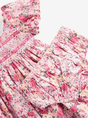 Laura Ashley Pink/Yellow Newborn Embroidered Smock Collar Prom Dress - Image 6 of 6