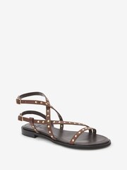Коричнево-шоколадный - Кожаные сандалии с заклепками Forever Comfort® - Изображение 3 из 5