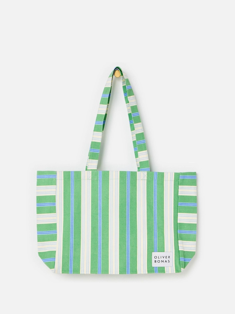 Bolso de compras Bolso tote de tela con logo a rayas de Oliver Bonas - Imagen 1 de 6 Bolso de compras Bolso tote de tela con logo a rayas de Oliver Bonas - Imagen 1 de 6
