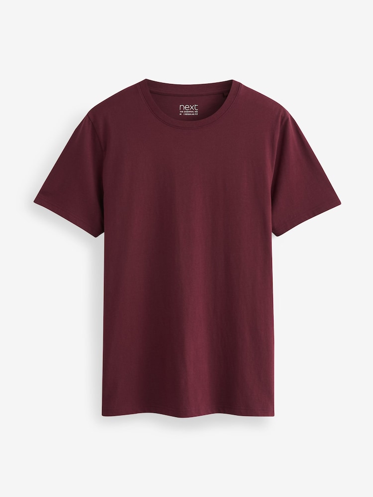 Navy/ Teal/ White/ Black/ Green/ Burgundy Regular Fit Essential Cotton T-Shirts 6 Pack - Image 12 of 17