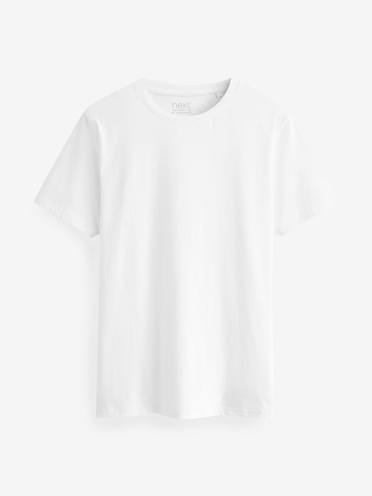 Navy/ Teal/ White/ Black/ Green/ Burgundy Regular Fit Essential Cotton T-Shirts 6 Pack - Image 13 of 17
