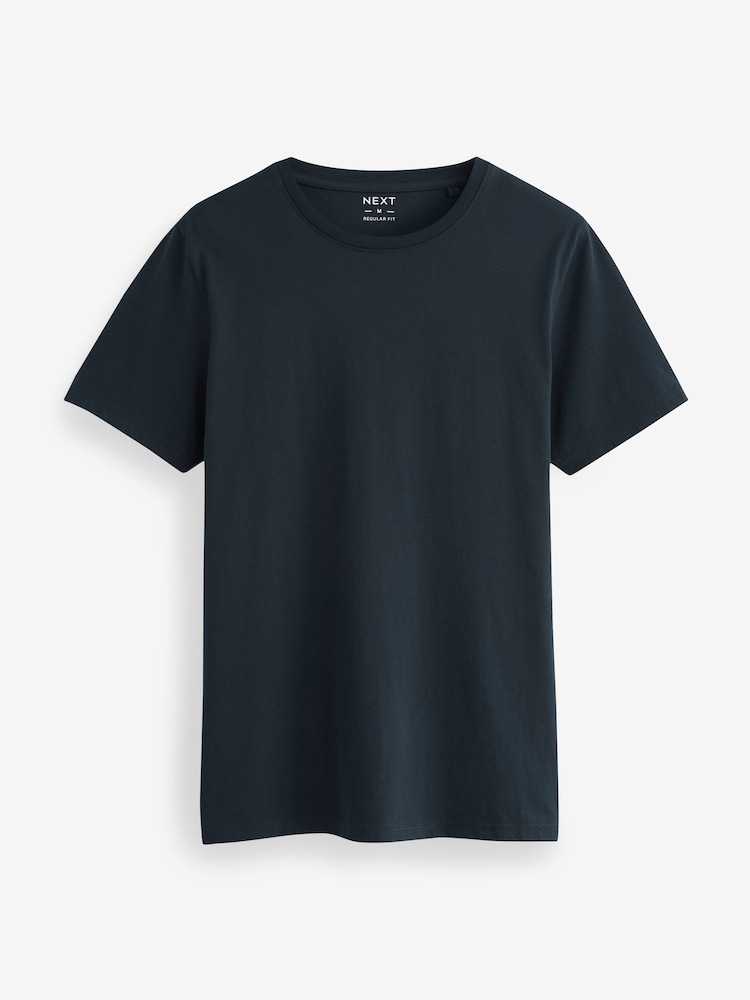 Navy/ Teal/ White/ Black/ Green/ Burgundy Regular Fit Essential Cotton T-Shirts 6 Pack - Image 14 of 17