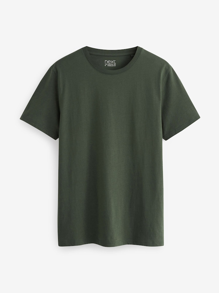 Navy/ Teal/ White/ Black/ Green/ Burgundy Regular Fit Essential Cotton T-Shirts 6 Pack - Image 15 of 17