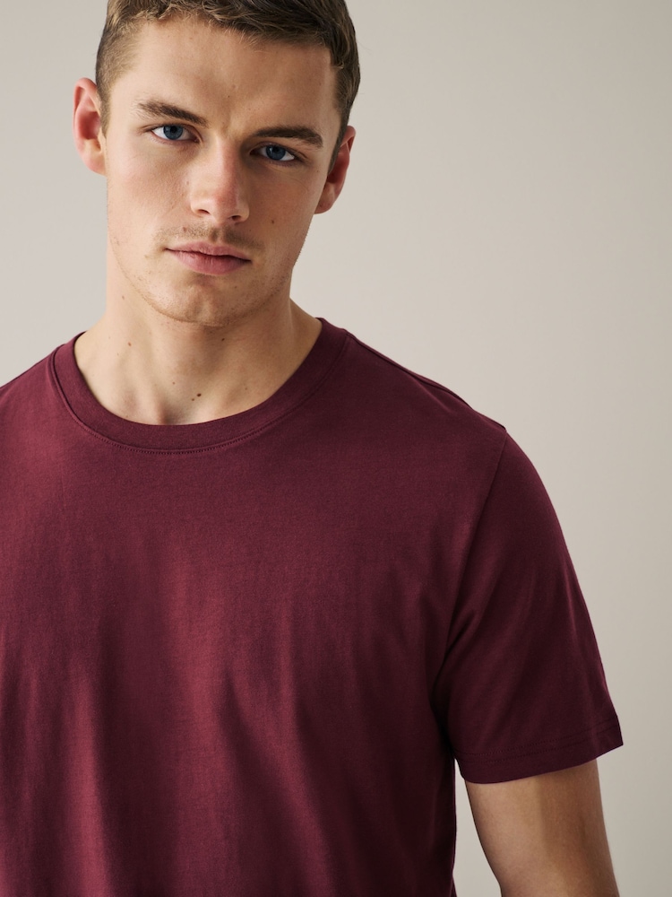 Navy/ Teal/ White/ Black/ Green/ Burgundy Regular Fit Essential Cotton T-Shirts 6 Pack - Image 3 of 17