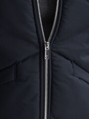 Reiss Navy Maitland Sleeveless Quilted Knitted Gilet - Image 4 of 6