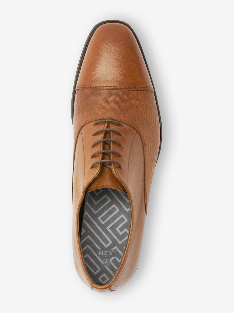 Marron fauve - Chaussures Oxford en cuir à bout rapporté - Image 3 of 4