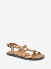 Bronze Forever Comfort® Leather Asymmetrical Flat Sandals - Image 3 of 6