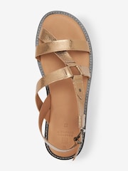 Bronze Forever Comfort® Leather Asymmetrical Flat Sandals - Image 4 of 6