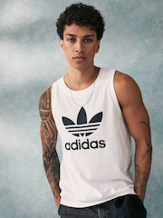 adidas Originals White Adicolor Classics Trefoil 100% Cotton Tank Top - Image 1 of 5