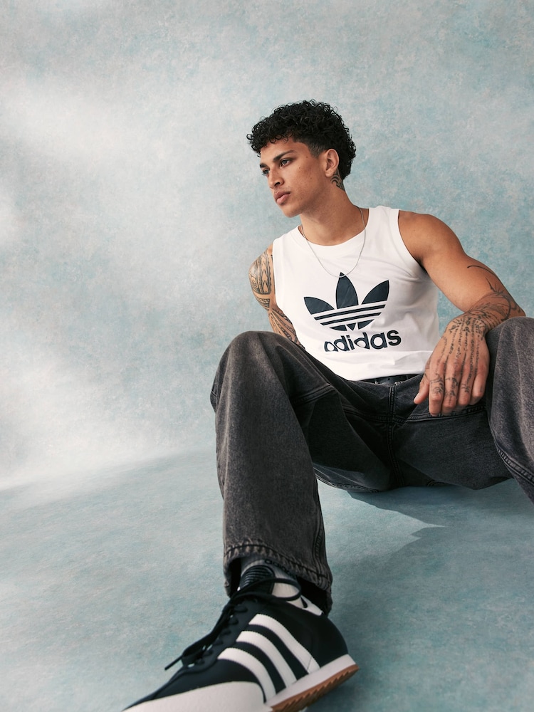adidas Originals White Adicolor Classics Trefoil 100% Cotton Tank Top - Image 2 of 5