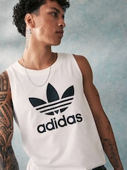 adidas Originals White Adicolor Classics Trefoil 100% Cotton Tank Top - Image 4 of 5