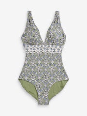 Green Woodblock Plunge Tummy Control Swimsuit - Image 5 of 5