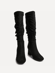 Linzi Black Inferno Wide Fit Ruched High Leg Boots - Image 3 of 5