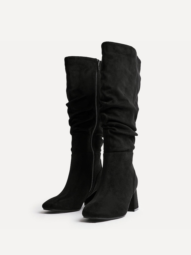 Linzi Black Inferno Wide Fit Ruched High Leg Boots - Image 5 of 5