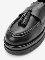 Black Forever Comfort® Leather Tassel Crepe Effect Chunky Loafer Shoes - Image 8 of 8