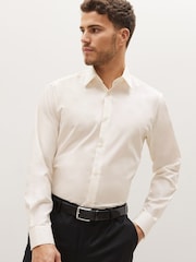 Cream Ivory Regular Fit Easy Care Single Cuff Shirt - Image 1 of 7