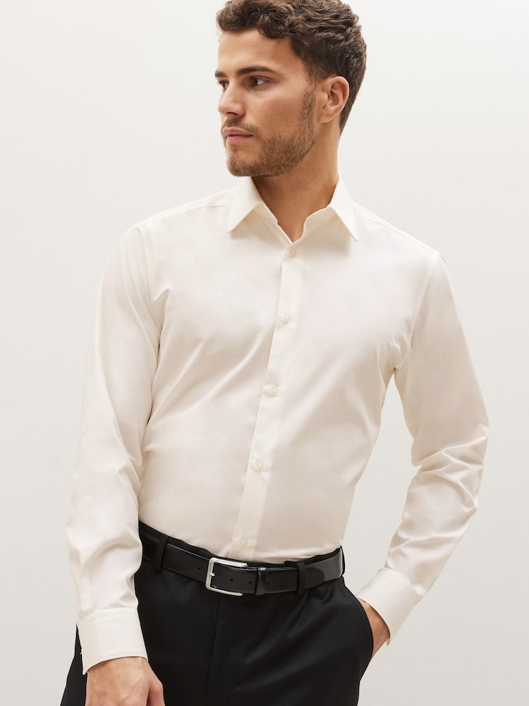 Cream Ivory Regular Fit Easy Care Single Cuff Shirt - Image 1 of 7