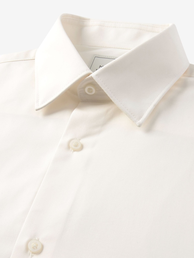 Cream Ivory Regular Fit Easy Care Single Cuff Shirt - Image 6 of 7