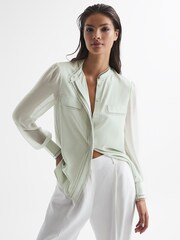 Reiss Aqua Felicia Ladder Trim Detail Blouse - Image 1 of 7