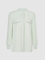 Reiss Aqua Felicia Ladder Trim Detail Blouse - Image 2 of 7