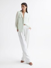 Reiss Aqua Felicia Ladder Trim Detail Blouse - Image 3 of 7