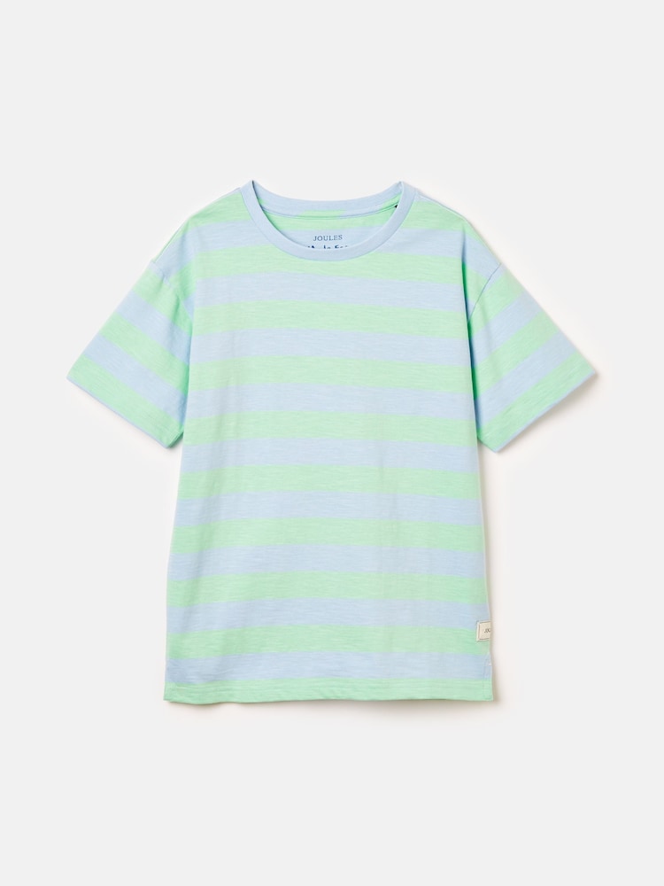 Joules Boys' Laundered Blue Striped Short Sleeve T-Shirt - Image 1 of 4
