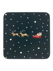 Sophie Allport Set of 4 Blue Home For Christmas Coasters - Image 2 of 2