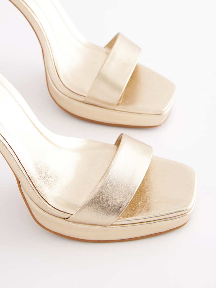 Or - Sandales plateformes en cuir Signature - Image 5 of 8