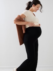 Jojo Maman Bébé Black Maternity Jersey Fold Over Waist Trousers - Image 3 of 6