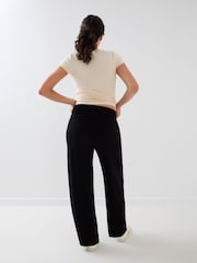 Jojo Maman Bébé Black Maternity Jersey Fold Over Waist Trousers - Image 4 of 6