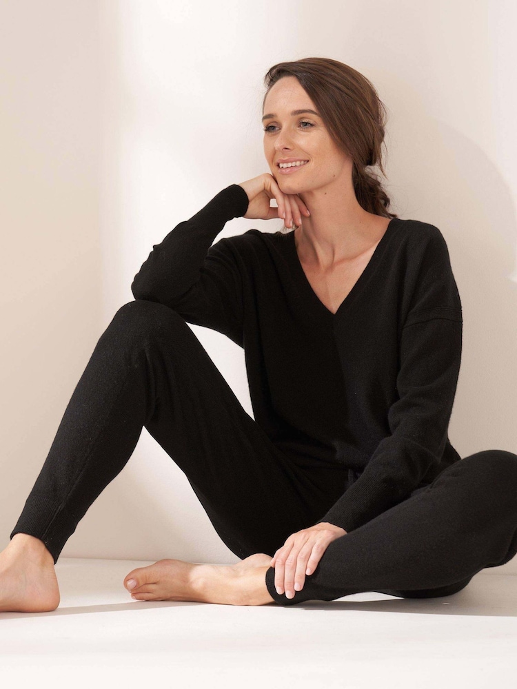 Truly Black Cashmere Boyfriend V-Neck Jumper - Image 1 of 4