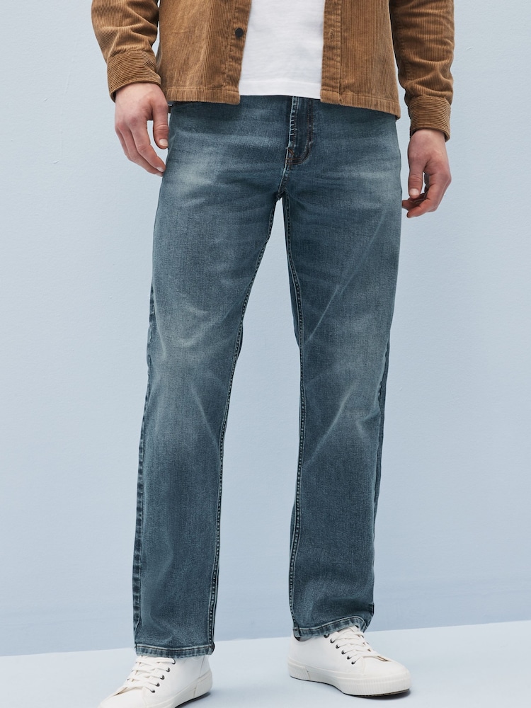 Vintage Mid Blue Straight Fit Classic Stretch Jeans - Image 3 of 9