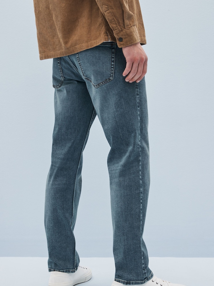 Vintage Mid Blue Straight Fit Classic Stretch Jeans - Image 4 of 9