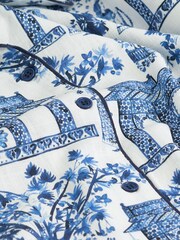 Blau/Weiß Pavillion Garden - Nina Campbell Durchgeknöpfter Pyjama - Bild 10 von 10