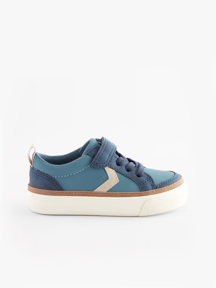 Navy Blue/White Standard Fit (F) Touch Fastening Chevron Trainers - Image 2 of 5