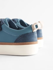 Navy Blue/White Standard Fit (F) Touch Fastening Chevron Trainers - Image 4 of 5