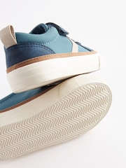 Navy Blue/White Standard Fit (F) Touch Fastening Chevron Trainers - Image 5 of 5
