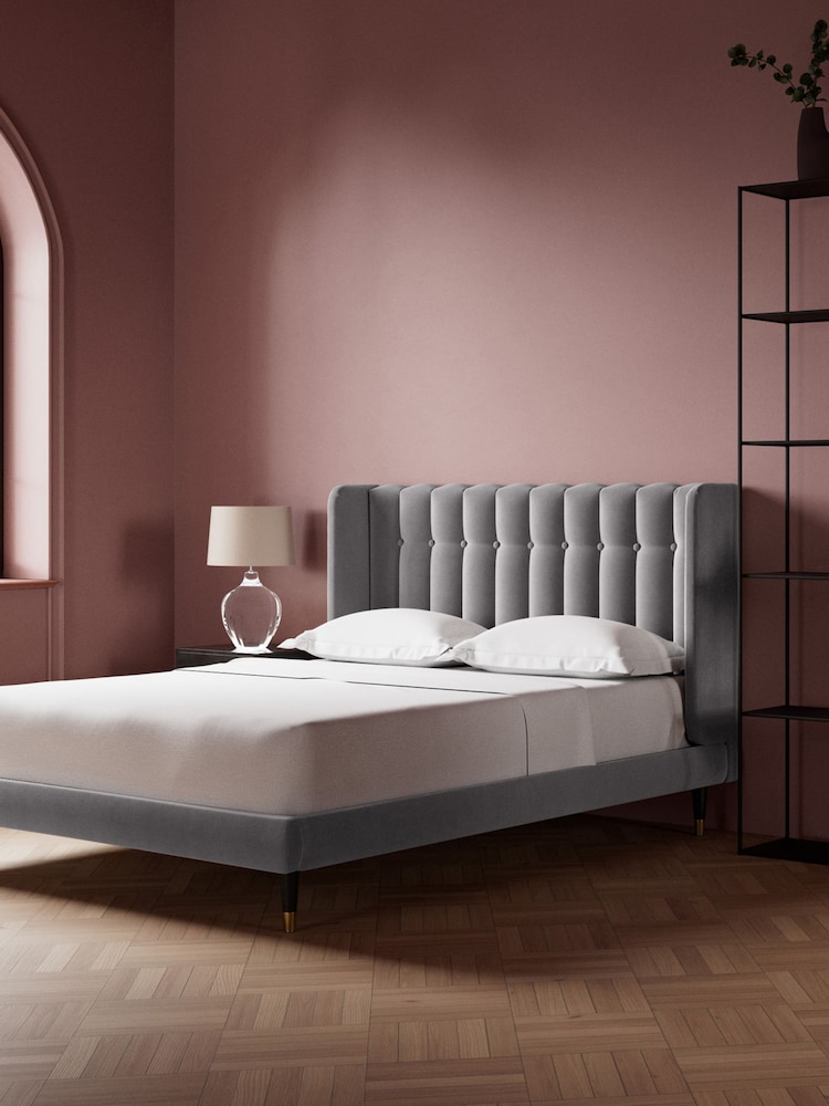 Swoon Easy Velvet Silver Grey Kipling Bed - Image 2 of 7