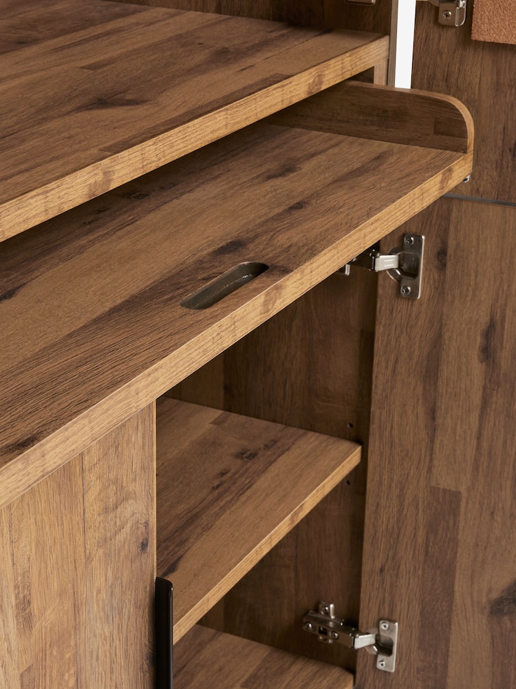 Dark Natural Bronx Oak Effect Hideaway Desk - Image 10 of 10
