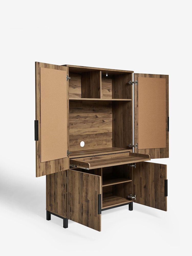 Dark Natural Bronx Oak Effect Hideaway Desk - Image 12 of 12 Dark Natural Bronx Oak Effect Hideaway Desk - Image 12 of 12