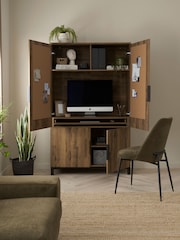 Dark Natural Bronx Oak Effect Hideaway Desk - Image 3 of 10
