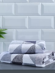 Fusion Grey Hendra Jacquard 100% Cotton Towel - Image 2 of 3