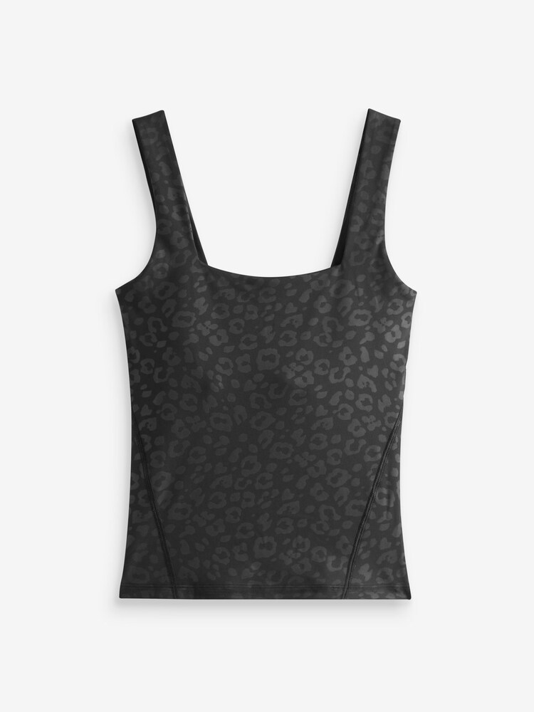 Black Embossed Leopard Print Next Active Longline Sports Vest - Image 1 of 3