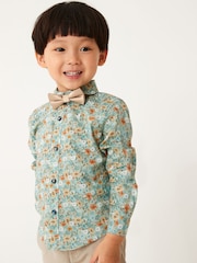 Green Smart Print Shirt With Bow Tie (3mths-7yrs) - Image 1 of 5