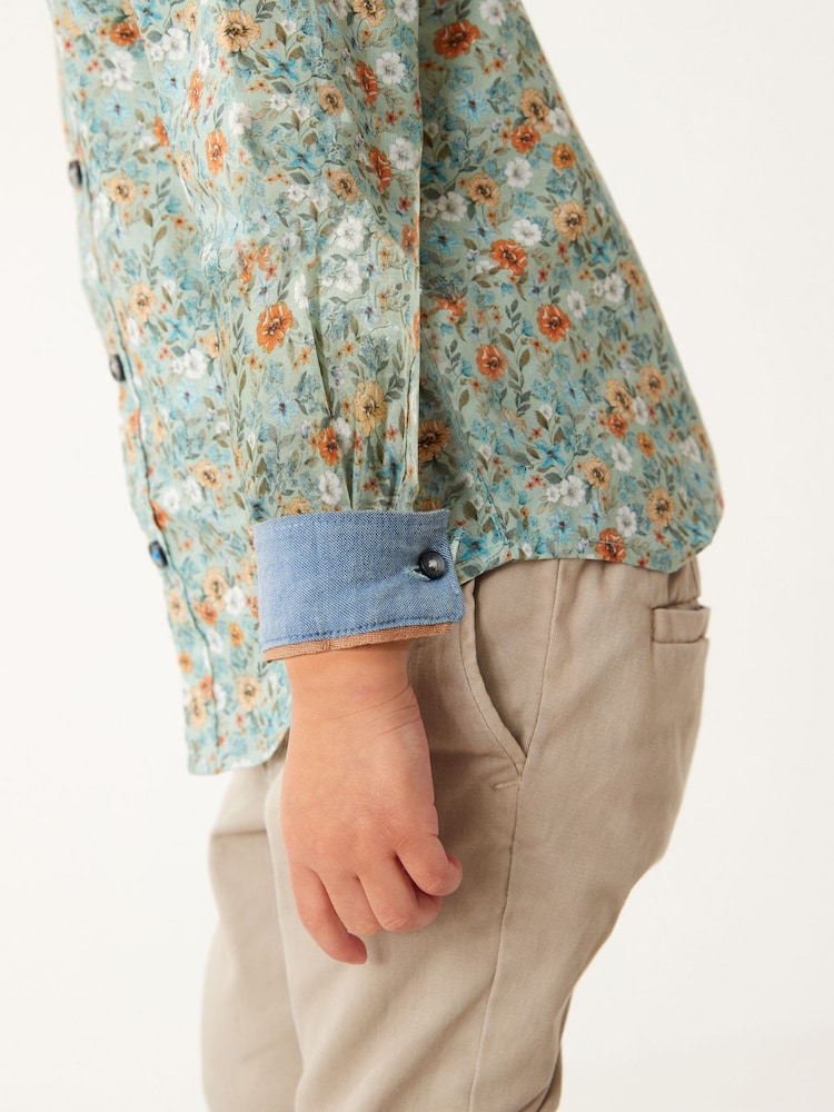 Green Smart Print Shirt With Bow Tie (3mths-7yrs) - Image 2 of 5