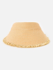 Oliver Bonas Orange Straw Visor Hat with Orange Tie - Image 4 of 5